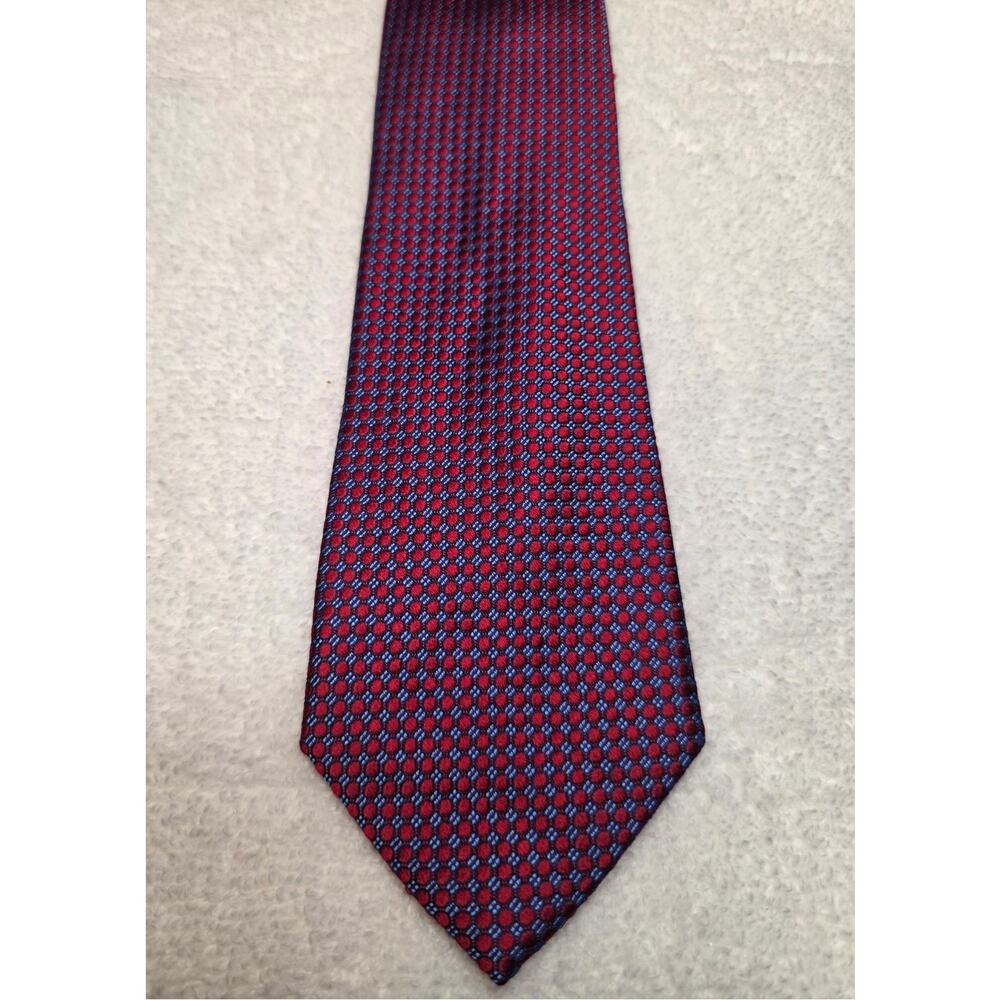 Nordstrom red blue checkered pattern silk tie - 58.5" - career corpcore - Picture 2 of 5